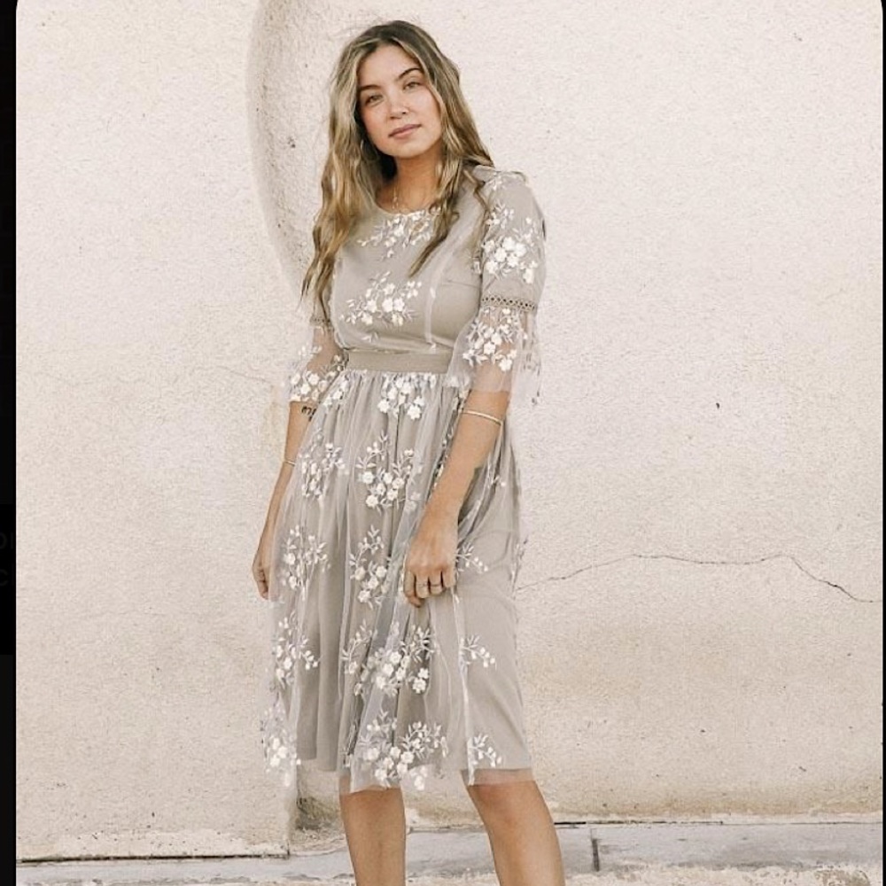 Short Ruffle Sleeve Floral Midi Dress